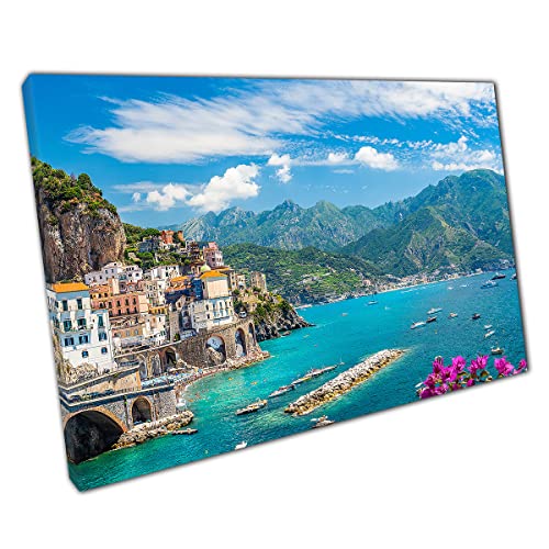 Atrani Town Amalfi-Küste Italien, Wandkunstdruck auf Leinwand, Bild für Zuhause und Büro von EACanvas