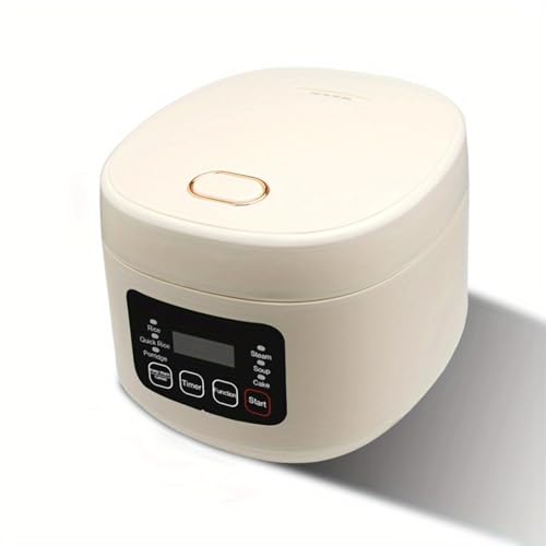 Elektrischer Multifunktions-Reiskocher mit EU-Stecker für 3–5 Personen, tragbarer Reisetopf mit abnehmbarem Antihaft-Topf, 3-Liter-Smart-Reiskocher mit 24-Stunden-Reservierung (Beige) von EAFCAuto