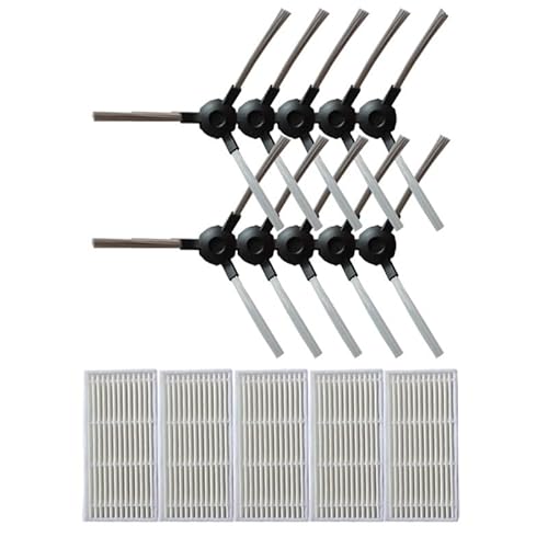 Outils compatibles avec 5x Robotic Staubsauger Teile HEPA-Filter + 10x Seite Pinsel für Duoro XClean Suzuka COCO SMART 780T Serie Roboter Staubsauger von EAGHADEK