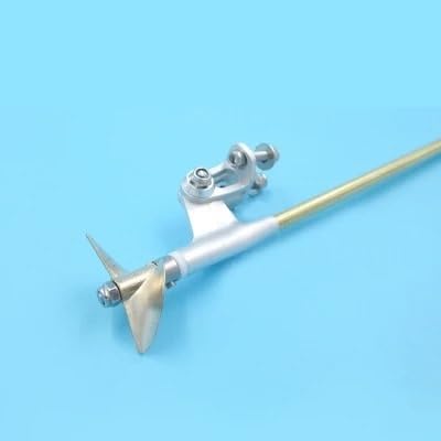 Spielzeugzubehör 3,18 m flexible Welle mit Halterung, 75 mm Ruder, Wasserstrahl-Kupferpropeller, Wellendruckplatte für bürstenloses RC-Elektroboot(Package 2) von EAGHADEK