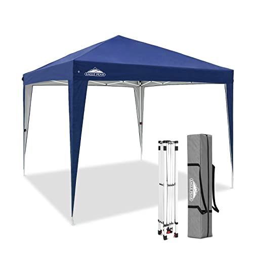 EAGLE PEAK 3x3m Veranstaltungszelt Pavillon Klappbar Wasserdicht Pop Up Pavillon Faltbar UV Schutz 50+ Faltpavillon für Camping Garten Party Hochzeit Picknick und Festival, inkl. Tasche, Dunkelblau von EAGLE PEAK