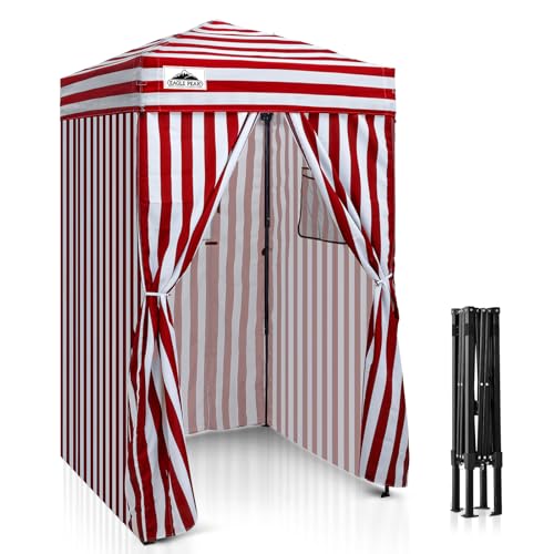 EAGLE PEAK Flex Ultra Compact 4x4 Pop-Up-Baldachin, Sonnenschutz, Umkleidekabine, tragbare Sichtschutzhimmel, Cabana für Pool, Mode-Fotoshootings oder Camping, Rot/Weiß von EAGLE PEAK
