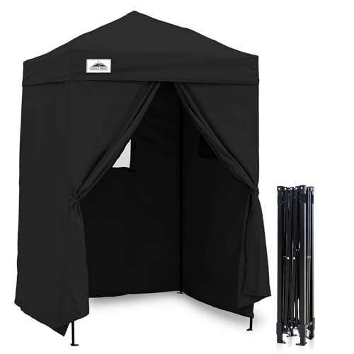 EAGLE PEAK Flex Ultra Compact 5x5 Pop-Up-Baldachin, Sonnenschutz, Umkleidekabine, tragbare Sichtschutzhimmel, Cabana für Pool, Mode-Fotoshootings oder Camping, Schwarz von EAGLE PEAK