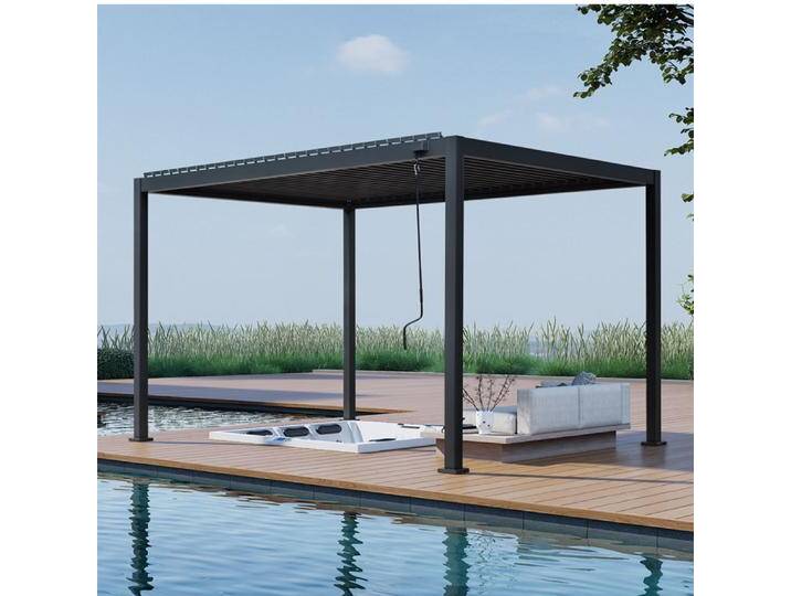 AWT Pergola P2-3B basic anthrazit 3x4m mit Handkurbel von EAGO