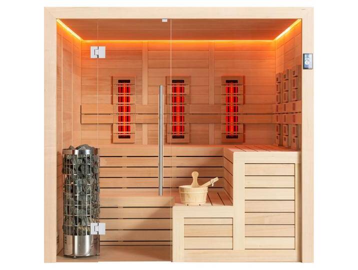 AWT Sauna E1613C-IR Hemlock 180x180 9kW Cilindro von EAGO