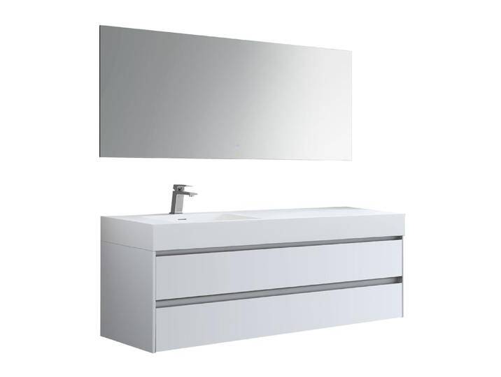 StoneArt Badmöbel-Set Mailand ML-1600 weiß matt 160x48 links von EAGO