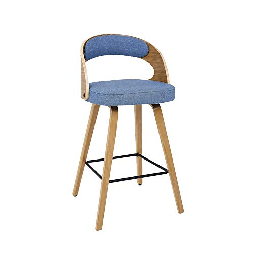 EAHKGmh Weinlese-beiläufiger Barhocker Rückenlehne Flachs/PU-Leder Pub Stuhl, Barhocker Küchentheke Höhe Hocker Esszimmerstühle, ideal for die ESS- und Wohnzimmer, Bar (Color : Fabric B) von EAHKGmh