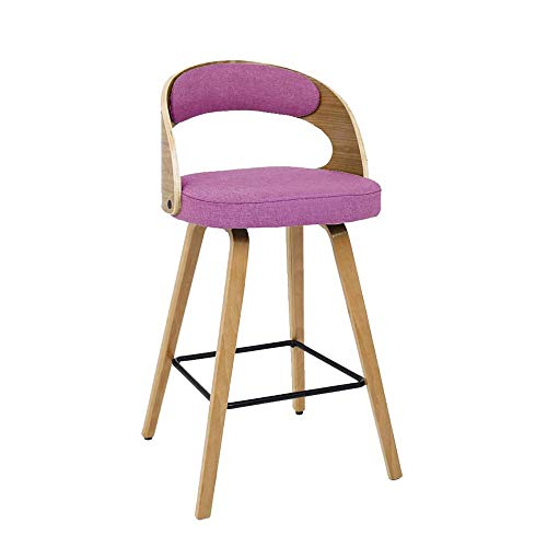 EAHKGmh Weinlese-beiläufiger Barhocker Rückenlehne Flachs/PU-Leder Pub Stuhl, Barhocker Küchentheke Höhe Hocker Esszimmerstühle, ideal for die ESS- und Wohnzimmer, Bar (Color : Fabric C) von EAHKGmh