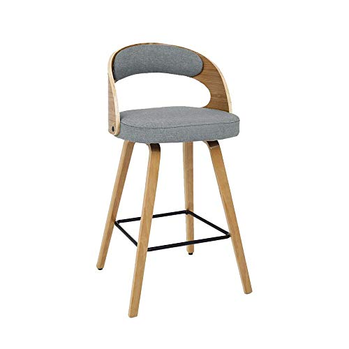 EAHKGmh Weinlese-beiläufiger Barhocker Rückenlehne Flachs/PU-Leder Pub Stuhl, Barhocker Küchentheke Höhe Hocker Esszimmerstühle, ideal for die ESS- und Wohnzimmer, Bar (Color : Fabric D) von EAHKGmh