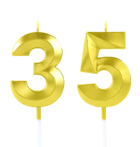 EAKE Geburtstagskerzen zum 35. oder 53. Geburtstag, goldene Zahl zum 35. oder 53. Geburtstag, für Männer oder Frauen, Happy Birthday oder Hochzeitstag, Party-Kuchendekorationen EAKE Geburtstagskerzen zum 35. oder 53. Geburtstag, goldene Zahl zum 35. oder 53. Geburtstag, für Männer oder Frauen, Happy Birthday oder Hochzeitstag, Party-Kuchendekorationen von EAKE