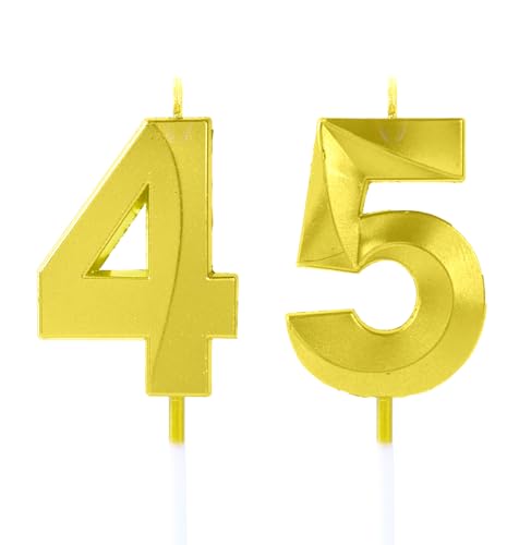 EAKE Geburtstagskerzen zum 45. oder 54. Geburtstag, goldene Zahl zum 45. oder 54. Geburtstag, Tortenaufsatz für Männer oder Frauen, Happy Birthday oder Hochzeitstag, Party-Kuchendekorationen EAKE Geburtstagskerzen zum 45. oder 54. Geburtstag, goldene Zahl zum 45. oder 54. Geburtstag, Tortenaufsatz für Männer oder Frauen, Happy Birthday oder Hochzeitstag, Party-Kuchendekorationen von EAKE