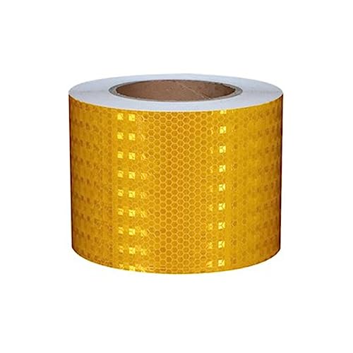 EALLEN Reflektorband,Selbstklebend Warnklebeband, Reflektierendes Band Straße Transport Anlagen Sicherheitserinnerung, 10Cm Breit,Orange Yellow,25m von EALLEN