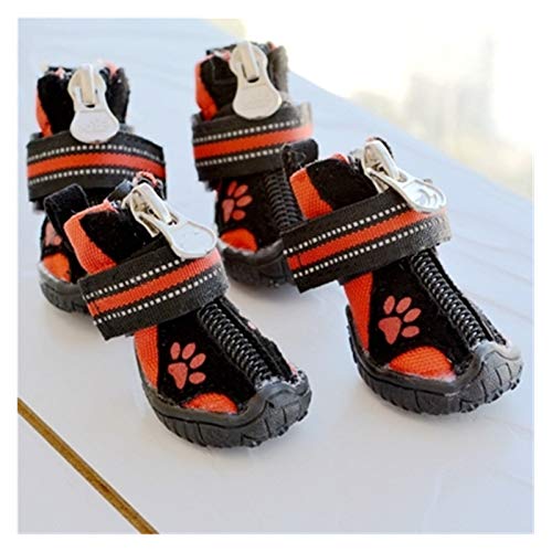 Hundeschuhe,Dog Boots wasserdichte kleine große Hunde-Golden-Retriever-Stiefel, Winter-warme große Haustier-Schuhe, rutschfest, verschleißfest(Color:Red 4pcs Set,Size:2) von EALLEN