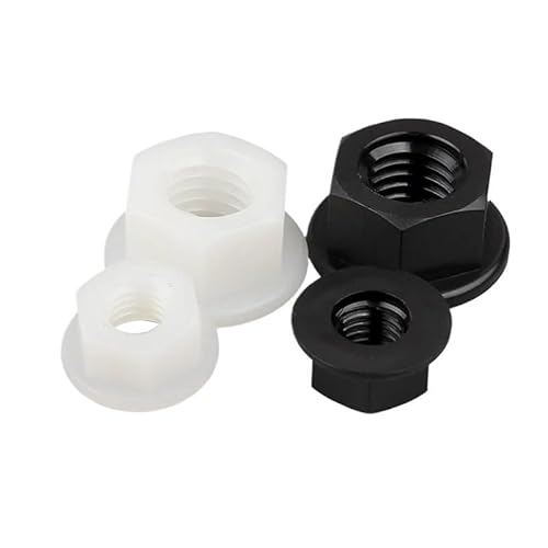 Sicherungsmuttern 10/50 stücke M3 M4 M5 M6 M8 M10 M12 Schwarz Weiß Flache Kunststoff Nylon Isolierung Hexagonal Hex Kopf Flansch Mutter(WHITE,50pcs M4) von EALLEN