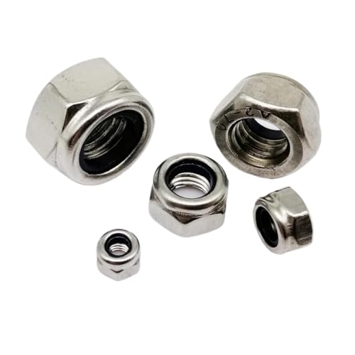 Sicherungsmuttern 162/357 Stück M2 M2.5 M3 M4 M5 M6 M8 M10 M12 304 Edelstahl Sechskant-Nyloneinsatz-Kontermutternsatz Sechskant-Selbstsicherungs-Sortiment(162pcs) von EALLEN