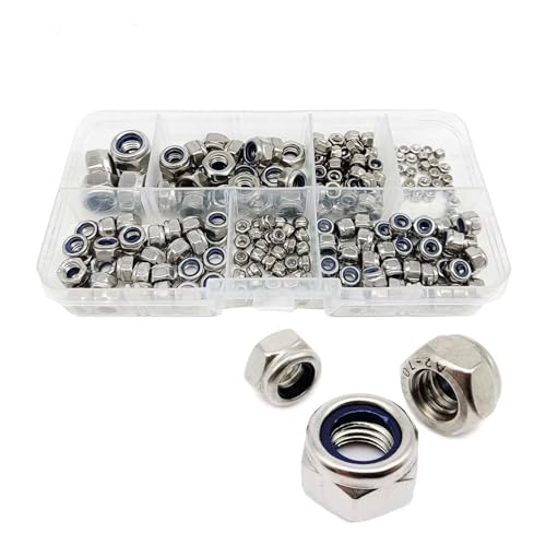 Sicherungsmuttern 200-teiliges Sechskant-Nyloneinsatz-Selbstsicherungsmutter-Sortiment-Set mit Nylock-Kontermuttern, M2, M2.5, M3, M4, M5, M6, M8, Edelstahl Sicherungsmuttern 200-teiliges Sechskant-Nyloneinsatz-Selbstsicherungsmutter-Sortiment-Set mit Nylock-Kontermuttern, M2, M2.5, M3, M4, M5, M6, M8, Edelstahl von EALLEN
