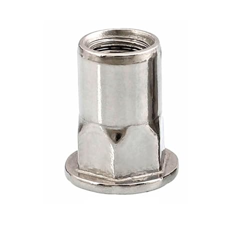 Sicherungsmuttern 3/5/10/20 stücke M3 M4 M5 M6 M8 M10 M12 304 A2-70 Edelstahl Hex Hexagon Flache Kopf Niet Mutter Einsatz Nutsert(A,10pcs M6) von EALLEN