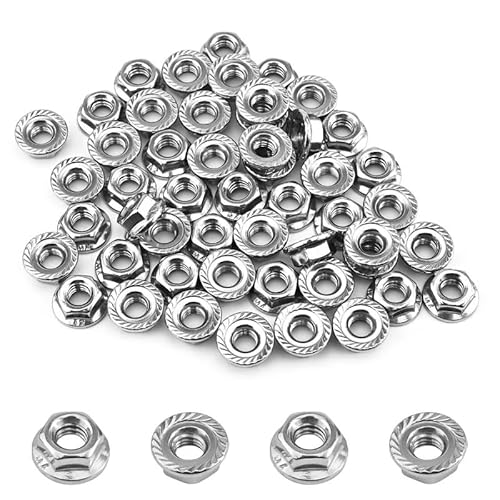 Sicherungsmuttern 304 Sechskantflanschmuttern M3 M4 M5 M6 M8 M10 M12 Edelstahl Automatische Sicherungsmutter(M5-50Pcs) von EALLEN