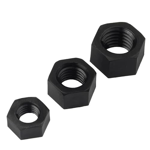 Sicherungsmuttern 5–50 Stück M2 M2.5 M3 M4 M5 M6 M8 M10 M12 M14 M16 M18 M20, weiß oder schwarz, Kunststoff, Nylon, Sechskantmutter(Black,M18 (5pcs)) von EALLEN