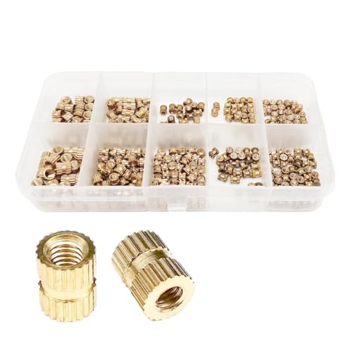 Sicherungsmuttern Einsatzmutter Embedded Nutsert Sortiment Kit Set 10 Mix Größe M2 M2.5 M3 M4 Massiv Messing Kupfer(375pcs) von EALLEN