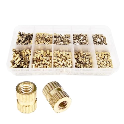 Sicherungsmuttern Einsatzmutter Embedded Nutsert Sortiment Kit Set 10 Mix Größe M2 M2.5 M3 M4 Massiv Messing Kupfer(400pcs) von EALLEN