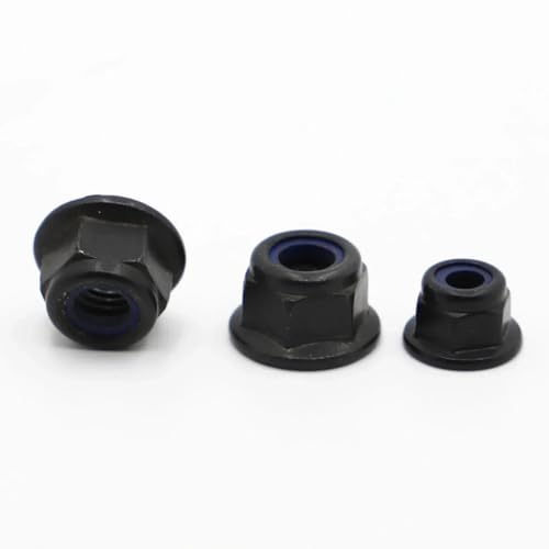 Sicherungsmuttern M3 M4 M5 M6 M8 Schwarzer Kohlenstoffstahl Sechskantflansch Nyloneinsatz Kontermutter Selbstsichernde Nylock-Kontermutter(M5 10pcs) von EALLEN