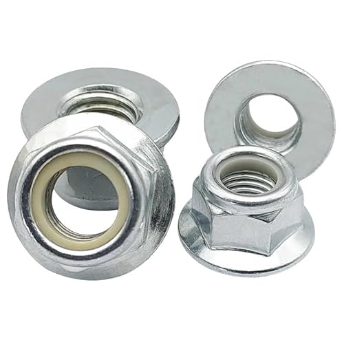 Sicherungsmuttern M4 M5 M6 M8 M10 M12 Verzinkter Sechskantflansch Nyloneinsatz Kontermutter Selbstsichernde Nylock-Kontermutter(M10-2Pcs) von EALLEN