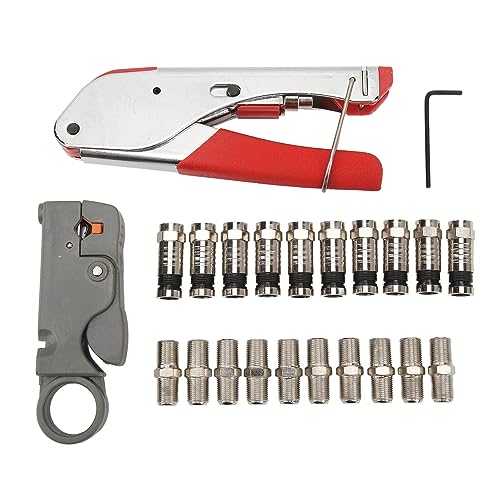 Coax Kabel Crimpwerkzeug Kit, Automatische Abisolierzange, Kompakt Drahtstripper Set für RG6, RG59, RG58, F-Typ Stecker, Stripper für Heim- und Satelliten-TV Installation Coax Kabel Crimpwerkzeug Kit, Automatische Abisolierzange, Kompakt Drahtstripper Set für RG6, RG59, RG58, F-Typ Stecker, Stripper für Heim- und Satelliten-TV Installation von EALRIDV