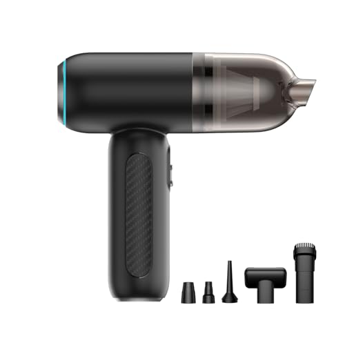 EALRIDV Handstaubsauger Auto, Akku Autostaubsauger Kabellos Mit 98000rpm Brushless Motor Und LED Licht, Mini Staubsauger Mit Gebläsefunktion Für Zuhause Auto Büro (Schwarz) von EALRIDV