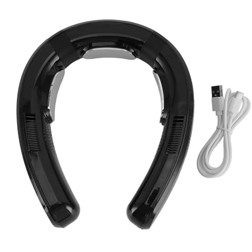 EALRIDV Nackenventilator Leise, Halsventilator Aufladbar Mit Digitalanzeige 6000mAh Weiß, 3 Stufen 360° Verstellbar Für Büro Reisen Sport Outdoor Indoor (Schwarz) von EALRIDV