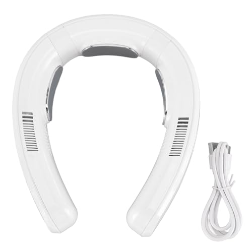 EALRIDV Nackenventilator Leise, Halsventilator Aufladbar Mit Digitalanzeige 6000mAh Weiß, 3 Stufen 360° Verstellbar Für Büro Reisen Sport Outdoor Indoor (Weiß) von EALRIDV