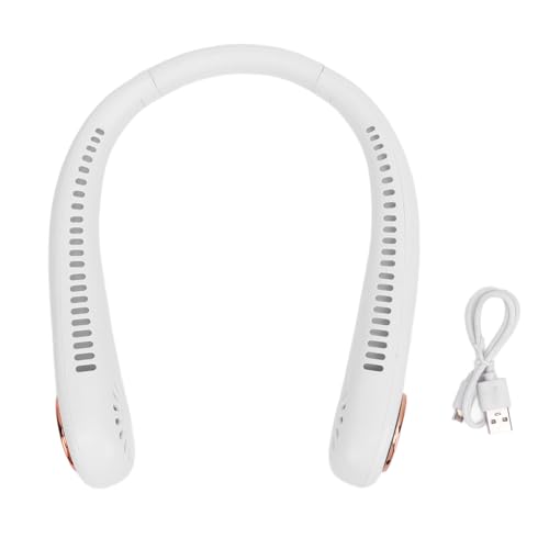 EALRIDV Nackenventilator Leise, Tragbarer Halsventilator USB Wiederaufladbar Faltbar Ohne Rotorblätter, 3 Stufen 360° Einstellbar für Büro Reisen Sport Spazieren Camping von EALRIDV