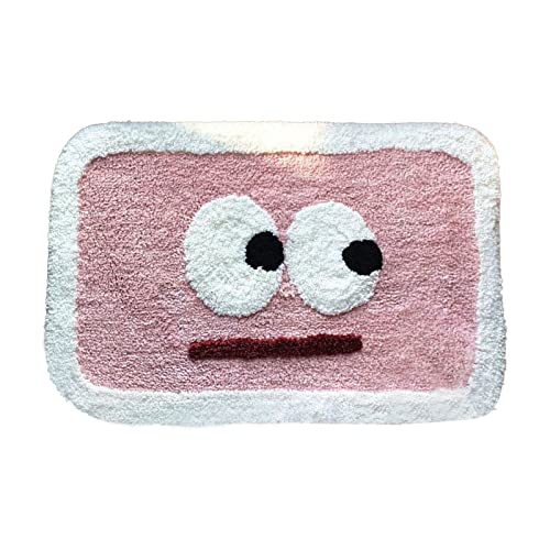 EALRIDV Rutschfester Badezimmerteppich Wasseraufnahme Weich Imitation Cashmere 40 x 60 cm Cartoon Motiv Pink Eyes Badematte für Badezimmer Tür Matte Wohnen (40 * 60 cm) von EALRIDV