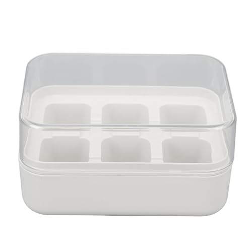 EALRIDV Silikon-Eisform mit Deckel, 6 Mini-Eiswürfel, einfaches Herauslösen und stapelbares Design für Cocktails und Whiskey, lebensmittelechtes Material, Transparenz (Weiß) von EALRIDV