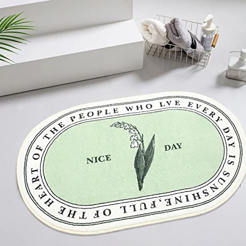 EALRIDV rutschfeste Badematte Oval, Mikrofaser Super‑Saugstark Plüschteppich + Wasseraufnahme & Kunststoffpunkte + Waschbar für Badezimmer Schlafzimmer Küche (40x60cm/15.75x23.62in) von EALRIDV