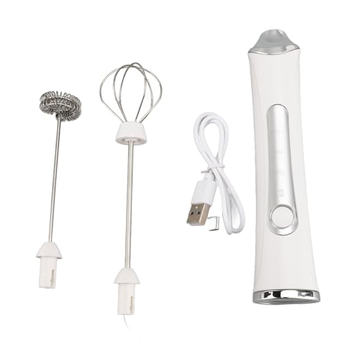 Elektrischer Milchaufschäumer, Handheld USB Aufladbar, 3 Geschwindigkeiten, Edelstahl, Leiser, Tragbar, Milchschäumer für Kaffee, Getränke, Ei, Mit Ersetzbaren Köpfen von EALRIDV