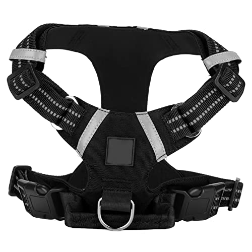 Hundegeschirr, Verstellbares reflektierendes Brustgeschirr Hund mit Griff, leichtes Welpen Geschirr für Spaziergänge, Training und Auto (XL) von EALRIDV
