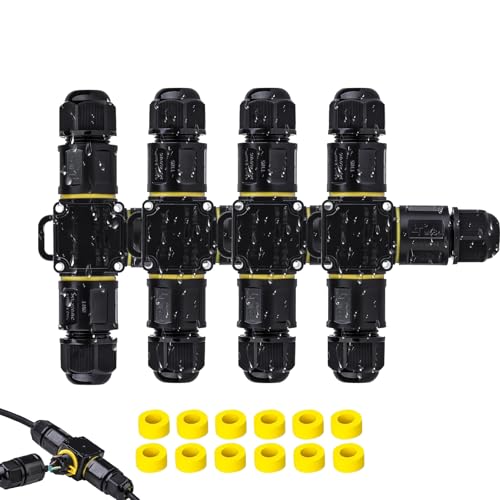 Kabelverbinder Wasserdicht 3 Wege, IP68 Kabelverbinder 3 Polig für Ø8-11mm,Wasserdichte Kabelverbindung für Kabelinstallation im Außenbereich und auf Baustellen (4) von EALRIDV