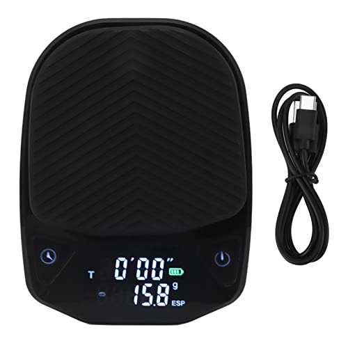 Küchenwaage 0,1 g Genau Mit Timer, Kaffewaage USB Klein Schwarz, 450 mAh Akku Feinwaage Digital Für Kaffee Tee Backen Kochen von EALRIDV