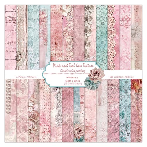 Scrapbooking-Papierblock, 15,2 cm, Retro, Rosa, 24 Blatt, doppelseitig, ästhetisches Design, Karten, Papier für Fotos, Album, Tagebücher, Material, dekorative Collage, Origami, DIY, Basteln von EAMOTOL