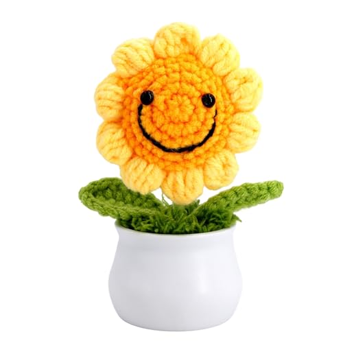 EANAGO Gehäkelte Sonnenblume mit Smiley-Gesicht im Topf – Handgefertigte Häkel-Deko-Blume in leuchtendem Gelb, pflegeleicht und ganzjährig einsetzbar für fröhliche Räume - Geschenkidee EANAGO Gehäkelte Sonnenblume mit Smiley-Gesicht im Topf – Handgefertigte Häkel-Deko-Blume in leuchtendem Gelb, pflegeleicht und ganzjährig einsetzbar für fröhliche Räume - Geschenkidee von EANAGO