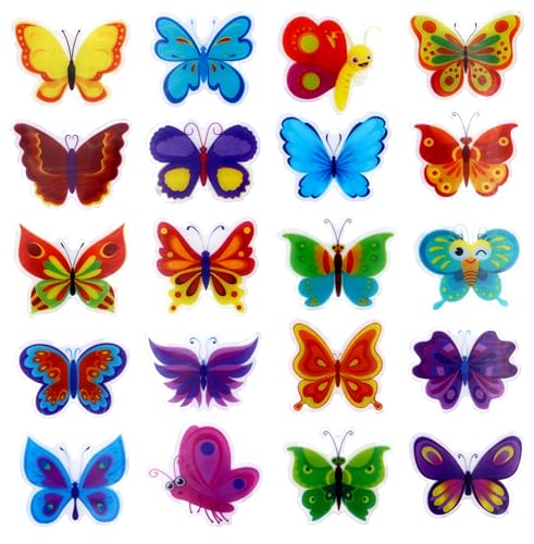 EANAGO Set mit 20 Gel-Stickern >SCHMETTERLING< für Fenster, Türen, Flaschen, Fliesen, Badewanne und andere glatte Oberflächen - Deko-Idee - Fenstersticker Fensterbild selbstklebend - Dekoration von EANAGO
