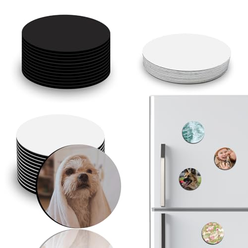 EAPIKON 12Stk Sublimation Rohlinge Magnete aus Aluminium, 5cm Personalisiert Kühlschrank-Magnet Blanko Dekorative DIY, Sublimations Magnetisch Aufkleber für Küche Büro Zuhause Dekoration, Rund von EAPIKON