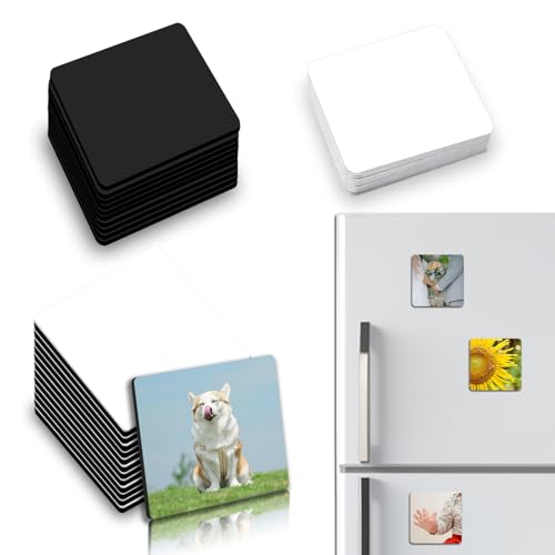 EAPIKON 12Stk Sublimation Rohlinge Magnete aus Aluminium, 5x5cm Personalisiert Kühlschrank-Magnet Blanko Dekorative DIY, Sublimations Magnetisch Aufkleber für Küche Büro Zuhause Dekoration, Quadrat von EAPIKON