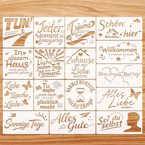EAPIKON 16 Schablonen zum Malen mit Sprüchen, 15x30cm und 20x20cm Wiederverwendbare Stencil Malvorlagen mit Inspirierenden Worten für Wanddeko Holzschilder Scrapbooking Bastelprojekte Dekorationen EAPIKON 16 Schablonen zum Malen mit Sprüchen, 15x30cm und 20x20cm Wiederverwendbare Stencil Malvorlagen mit Inspirierenden Worten für Wanddeko Holzschilder Scrapbooking Bastelprojekte Dekorationen von EAPIKON
