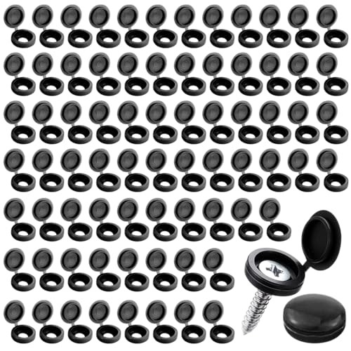 100 Stück Kunststoff-Abdeckkappen für Scharnierschrauben, schwarze Klappkappen, Scharnierschraubenbecher und Abdecklochdurchmesser, Schraubenkappen zum Abdecken 100 Stück Kunststoff-Abdeckkappen für Scharnierschrauben, schwarze Klappkappen, Scharnierschraubenbecher und Abdecklochdurchmesser, Schraubenkappen zum Abdecken von EAPMGQR