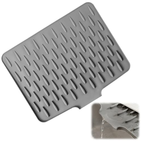 Silikon Abtropfmatte Geschirr Abtropfmatte Spüle Groß und Klein, Hitzebeständige Rutschfeste Küche Spülmatte Abtropfschale für Spüle von EAPMGQR