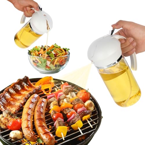 EAQQWWY 2-in-1-Ölsprüher und -spender, Glasflasche zum Kochen, Backen, Fliegen, Grillen, 550 ml, Weiß EAQQWWY 2-in-1-Ölsprüher und -spender, Glasflasche zum Kochen, Backen, Fliegen, Grillen, 550 ml, Weiß von EAQQWWY