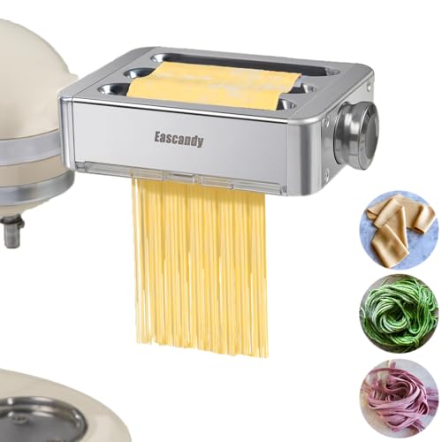 Eascandy All Metal Pasta Maker Attachment for KitchenAid, 3 in 1 Pasta Attachment for Kitchen Aid Stand Mixer, 8 Gänge Adjustable Pasta Roller Attachment for Fettuccine Linguine Pasta Sheets Eascandy All Metal Pasta Maker Attachment for KitchenAid, 3 in 1 Pasta Attachment for Kitchen Aid Stand Mixer, 8 Gänge Adjustable Pasta Roller Attachment for Fettuccine Linguine Pasta Sheets von EASCANDY