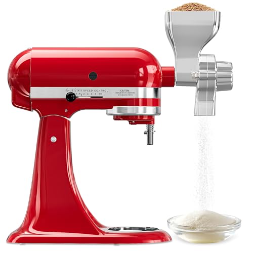 Getreidemühle aus Metall, passend für KitchenAid Standmixer, 12-stufig verstellbare Mehlmühle, Getreidemühle für Kitchenaid, passend für Weizen, Mais, Hafer, Nüsse von EASCANDY